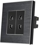 Luxion Priza dubla Luxion cu module înguste si rama din aluminiu, negru (LX-2MP024A-B)