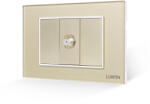 Luxion Priza TV satelit Luxion 3M cu 2 taste false si rama din sticla, auriu (LXI-034/22GF-G)