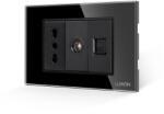 Luxion Priza îngusta 3M TV + Internet Luxion cu rama din sticla, negru (LXI-052/32/38-GF-B)
