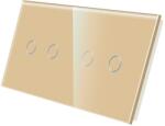 Luxion Panou întrerupator touch dublu+dublu din sticla securizata, auriu, Luxion (LX-GP015G)