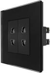Luxion Priza dubla Luxion cu module înguste si rama din sticla neagra (LX-2MP024G-B)
