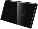 Luxion Panou întrerupator touch Luxion dublu + simplu, sticla securizata neagra (LX-GP014B)