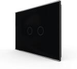LIVOLO Panou întrerupator dublu touch Livolo din sticla neagra, standard italian (VL-P902-2B)
