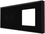 Luxion Panou din sticla pentru întrerupator dublu touch si priza simpla Luxion, negru (LX-GP017B)