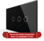 LIVOLO Panou din sticla pentru întrerupator touch Livolo, 4M, standard italian, negru (VL-P901.2-4B)
