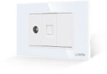 Luxion Priza TV + Internet cu Rama din Sticla LUXION, Standard Italian, 3M (LXI-032/38/22-GF-W)