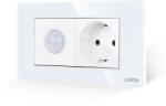 Luxion Senzor de miscare cu priza Schuko LUXION, rama din sticla, alb, 4M (LXI-051/45GF-W)