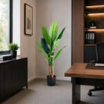  Planta artificiala bananier 140 cm, 3 tulpini, 11 frunze, verde, cu ghiveci (AT1CT-IM1P-PL1D-BJ104)