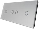 LIVOLO Panou touch Livolo din sticla gri pentru 2 intrerupatoare simple si 1 dublu (BB-C7-C1/C2/C1-15)