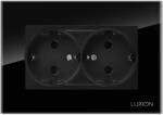 Luxion Priza dubla Luxion cu rama din sticla neagra pentru doza simpla (LXD-M1-2110GF-B)