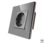 Luxion Priza inteligenta Wi-Fi Luxion cu monitorizare consum si rama din sticla gri (LX-1MP034MG-GY)