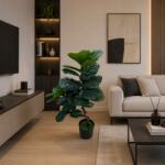  Planta artificiala Ficus decorativa 100 cm, 2 ramuri, verde, cu ghiveci (AT1CT-IM1P-PL1D-QYR2100)