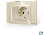 Luxion Intrerupator cap scara cu priza si rama din sticla Luxion, auriu, 3M (LXI-009/045GF-G)