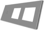 Luxion Panou touch simplu cu 2 prize, sticla securizata gri, Luxion (LX-GP019GY)