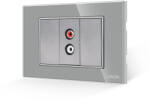 Luxion Priza audio Luxion 3M cu 2 taste false si rama din sticla gri (LXI-068/22GF-GY)