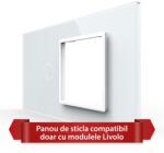 LIVOLO Panou întrerupator simplu cu priza Livolo din sticla alba, standard italian 4M (VL-P901.E-4W)