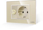 Luxion Comutator ventilator cu priza Luxion, rama sticla aurie, standard italian 3M (LXI-044/045GF-G)