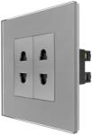 Luxion Priza dubla Luxion cu module înguste si rama din sticla gri (LX-2MP024G-GY)