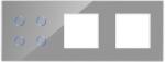 Luxion Panou întrerupator touch cvadruplu cu 2 prize simple din sticla gri Luxion (LX-GP039GY-FL)