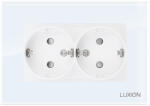 Luxion Priza dubla Luxion alba cu rama din sticla pentru doza simpla (LXD-M1-2110GF-W)