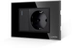Luxion Intrerupator simplu cu priza Luxion 3M, rama din sticla, negru (LXI-008/045GF-B)