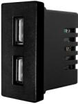 Luxion Modul priza USB dublu 2.4A 5V Luxion, negru, pentru rame din sticla (LX-MP057B)