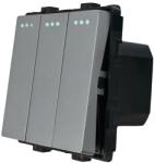 Luxion Intrerupator triplu mecanic Luxion, gri, compatibil cu rame din sticla (LX-MP006GY)