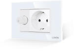 Luxion Comutator pentru ventilator cu priza si rama din sticla Luxion, alb, 3M (LXI-044/045GF-W)
