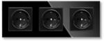 iUni Priza tripla cu rama din sticla securizata iUni WS3, 16A, Black (553622)