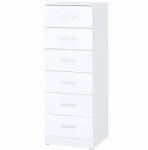 HOMCOM Comodă cu 6 Sertare, Mobilier Modern, 40x40x110 cm, Alb | Aosom Romania (83D-325V90WT) Comoda