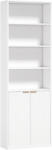 HOMCOM Bibliotecă cu 6 nivele, Mobilier de depozitare, 60 x 24 x 182 cm cu 4 compartimente deschise și 2 uși, Alb | Aosom Romania (836-726V00WT) Biblioteca