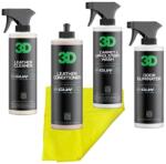 3DProducts Set îngrijire interior auto 3D GLW Series, curățare, protecție, parfumare piele, tapițerie, suprafețe, eliminare mirosuri, lavete microfibră, 3DProducts