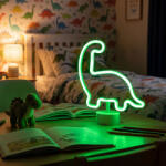  Neon LED lámpa - zöld dinoszaurusz - 3 x AA + USB - 25, 9 x 8, 5 x 24, 3 cm (43996E)