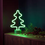  Neon LED lámpa - zöld fenyőfa - 3 x AA + USB - 18, 5 x 8, 5 x 28 cm (43996D)