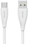 USAMS green series adatkábel, usb - type-c, 18w, 3a, gyorstöltő, 100cm, fehér (SJ714USB02)