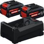 Bosch Set acumulatori 18V, EXPERT 2x acumulatori EXPERT, 18V, 5.5Ah + Încărcător rapid EXPERT Li-Ion, 12V și 18V, 8Ah (1600A0373P)