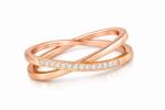 Troli Inel dublu fin din oțel placat cu aur cu zirconiu transparent RoseGold 60 mm