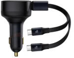 Baseus Incarcator auto Baseus Enjoyment, 33W, cu cablu retractabil 2xUSB-C, Negru