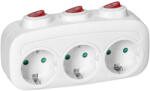 VIRONE Prelungitor tip spliter cu 3 prize si intrerupator individual pe fiecare priza (ES-3(GS))