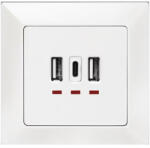 LogiLink PRIZA LOGILINK, de perete, 2 x USB-A 5V/2.4A, 1 x USB-C 5V/3A, ingropata, martori LED, alb, "PA0254" (timbru verde 0.18 (PA0254)