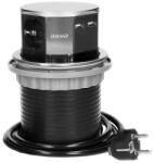 ORNO Priza pentru mobilier ORNO OR-AE-1381(GS), incastrabila, 3 prize Schuko, 2 x USB, lungime cablu 1.5 m, negru (OR-AE-1381(GS))
