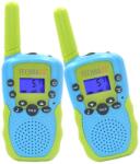 Lifenaxx Set 2 statii Walkie Talkie pentru copii Lifenaxx TX-347, Lanterna Integrata, Raza de Actiune pana la 3 km, 8 canale, Ecran LCD cu iluminare, 4 x AAA, Din Plastic, Verde/Albastru