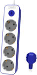Philips Prelungitor Philips CHP2145U/58, cu intrerupator, protectie copii, 4 prize, 1.5 m, Alb/Albastru (CHP2145U/58)