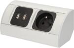ORNO Priza schuko ORNO OR-AE-1310(GS), 2 x USB 2.1 A, 230V, 3680W, cablu 0.5 m, argintiu