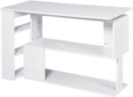 HomCom Sarok íróasztal 5 polccal, 360 fokban forgatható, fehér, 120 x 100 x 74 cm
