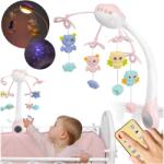 RicoKids Carusel pentru copii deasupra pătuțului cu proiector RK-813 roz (J-781301)