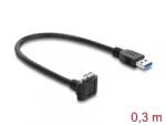 Delock Cablu micro USB-B 3.0 cu suruburi la USB-A unghi/drept 0.3m Negru, Delock 80661 (80661)