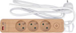 TOYA Prelungitor cu priză multiplă cu aspect de lemn, USB 3G Z/U, 1, 4 m (72343)