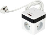 TOYA Prelungitor cu priză multiplă, cu aspect de lemn, USB și 3G, Z/U, 1, 5 m (72480)