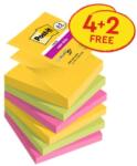 Post-it Notițe autoadezive Post-it puternice, model Z, 76 mm x 76 mm, 90 de bilețele per bilețel, Carnival, 6 bilețele per pachet